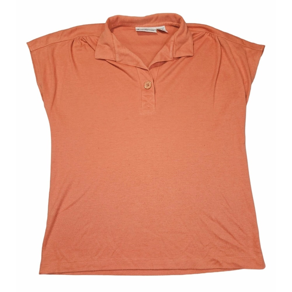 Vintage Weathervane Womens Large Cap Sleeve Polo Shirt Salmon‎ Orange Knit 70s
